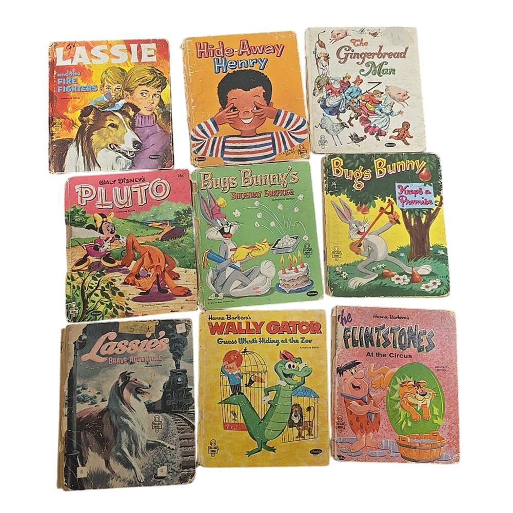 Lot of 9 Vintage Mixed Authors Lassie's, Bugs Bunny Hardcover Children's Books